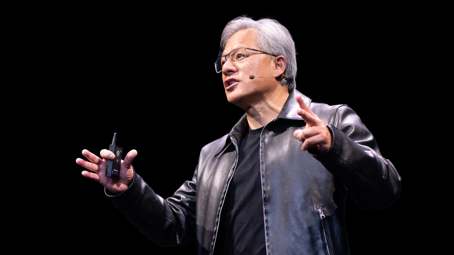 Nvidia founder and CEO Jensen Huang delivering the keynote at GTC 2024 in March. Credit Nvidia