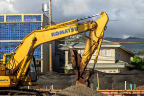 Komatsu construction equipment on jobsite