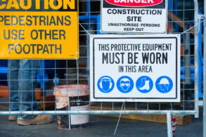 Risk signs around a construction jobsite