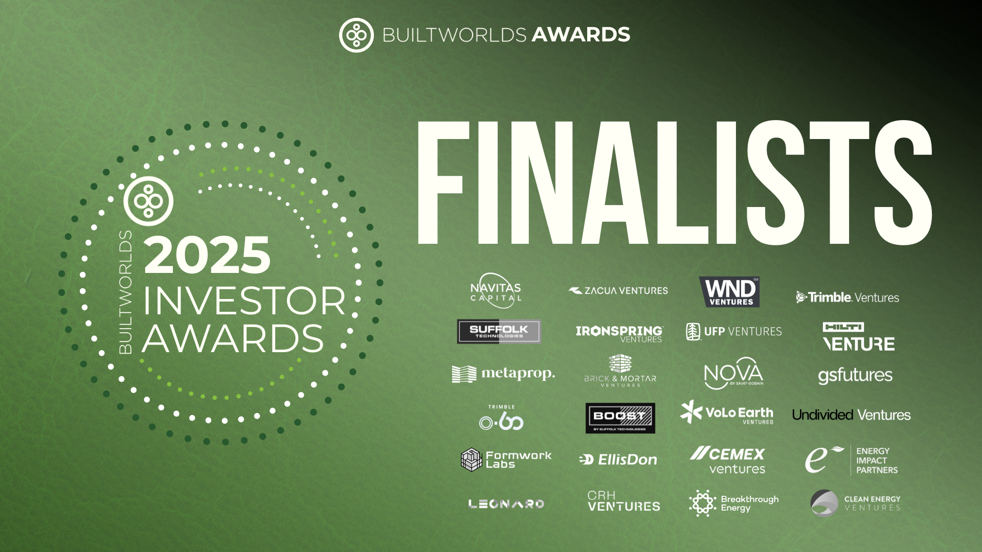 BuiltWorlds 2025 Investor of the Year Awards Finalists