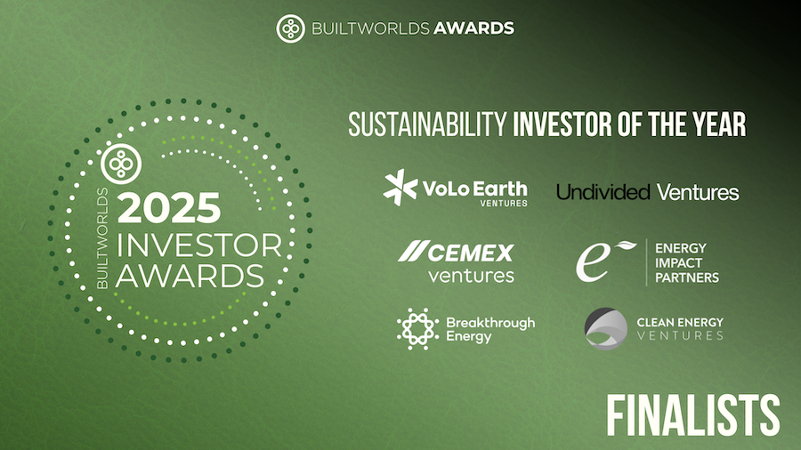 BuiltWorlds Sustainability of the Year Award finalists VoLo Earth Ventures, Undivided Ventures, Cemex Ventures, Energy Impact Partners, Breakthrough Energy, and Clean Energy Ventures