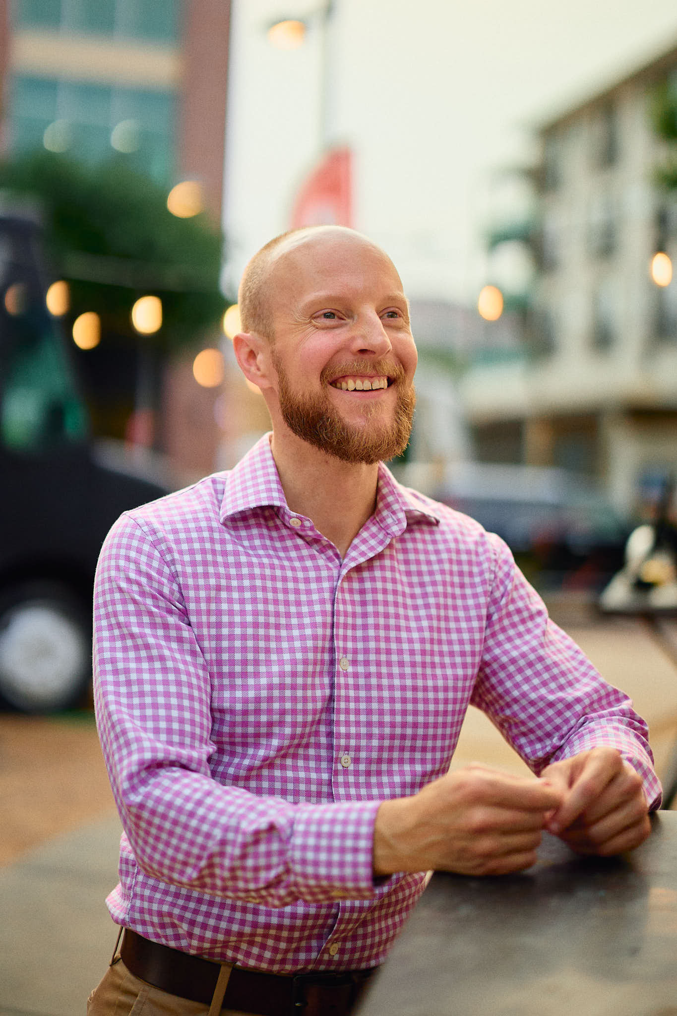 Document Crunch VP of Product Chris Bruner in smiling in a button-up shirt