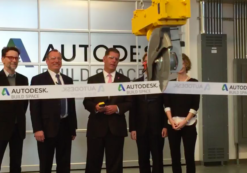 Remote ribbon-cutting: Boston Mayor Marty Walsh last week used a handheld device to operate the robotic saw.