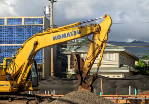 Komatsu construction equipment on jobsite