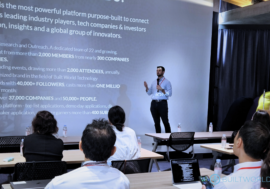 BuiltWorlds Senior Director of Research Tyler Sewall presents research at Shimizu's Smart Innovation Ecosystem NOVARE as part of the 2024 Tokyo Summit.